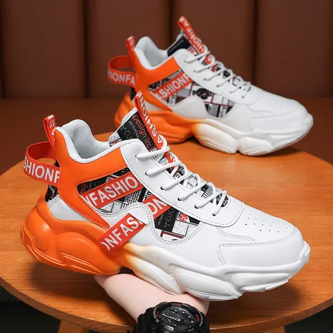 Zapatos de Baloncesto de Media Caña para Hombre Plataforma Zapatillas Impermeables de Cuero PU Zapatos Deportivos Streetwear
