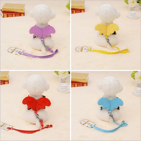 Pet Angel Wings Harness Leash Set Adjustable H-Shape Polyester Harness For Small Dogs Cats Rabbits Walking Supplies