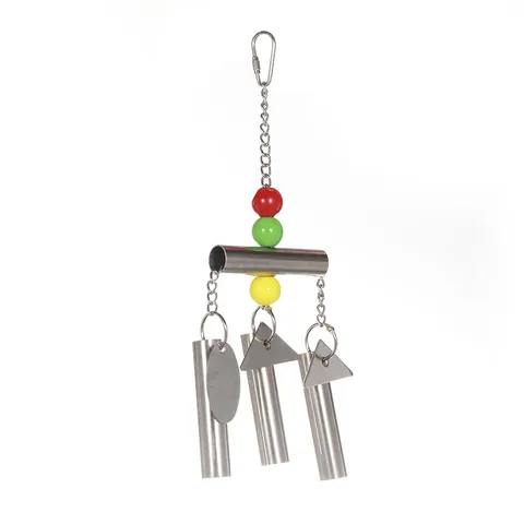 Stainless Steel Parrot Bell Toy For Large Medium Birds Bird Cage Hanging Toy With Colorful Beads For Macaw Squirrel African Grey