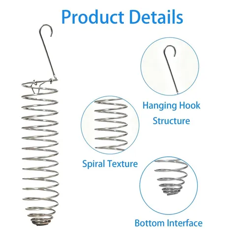 Stainless Steel Spiral Bird Feeder Parrot Fruit Vegetable Holder Hanging Bird Cage Accessory Bite Resistant Metal Bird Foraging Tool