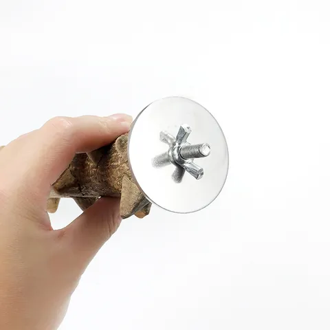 Natural Prickly Ash Wood Bird Perch Stand Parrot Claw Grinding Stick Cage Accessories With Stainless Steel Iron Fittings
