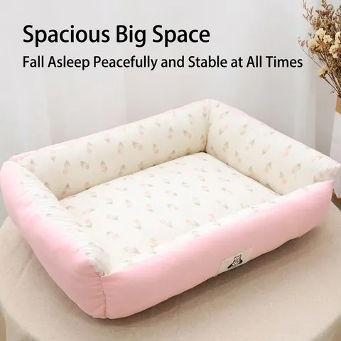 Four Seasons Universal Pet Bed For Small Medium Dogs Cats Soft Warm Flower Gingham Pattern Dog Kennel Puppy Sleeping Bed