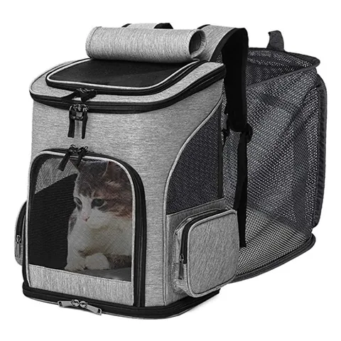Expandable Pet Carrier Backpack Breathable Mesh Cat Dog Travel Bag Foldable Portable Oxford Cloth Outdoor Pet Supplies