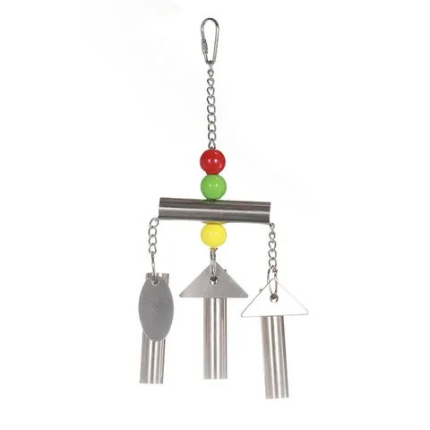 Stainless Steel Parrot Bell Toy For Large Medium Birds Bird Cage Hanging Toy With Colorful Beads For Macaw Squirrel African Grey