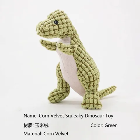 Durable Corn Velvet Dinosaur Dog Squeaky Toy Interactive Chew Toy For Teeth Cleaning Healthy Pet Product For Indoor Play