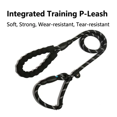 Reflective Integrated P-Rope Pet Leash Soft Foam Handle Anti-Burst Dog Training Lead For Medium Large Dogs Outdoor Safety Walking Traction Rope