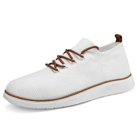 Heren Casual Hoge Elasticiteit Flyknit Sneakers Ademend Lichtgewicht Canvas Sportschoenen Voor Outdoor Wandelen Mode Heren Schoenen