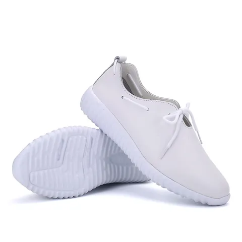 Women Cowhide Leather Nurse Shoes Breathable Thick Sole Lace-up Non-slip Professional Medical Work Walking Shoes White Black Comfort Single Shoes