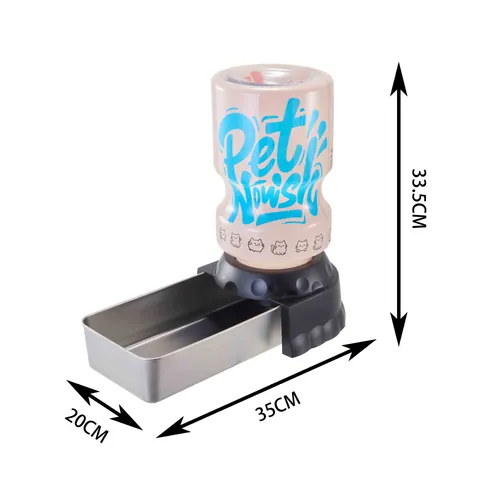 Stainless Steel Automatic Pet Water Fountain 4L Capacity Gravity Feed Dog Cat Water Bowl Non-Slip Base Cartoon Printed Drinking Dispenser