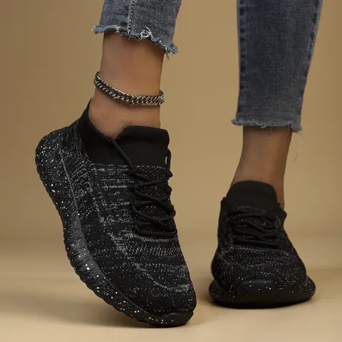 Sneaker Fly-knit Leggere e Traspiranti da Donna Scarpe da Corsa Casual Taglie Forti Scarpe Sportive da Passeggio