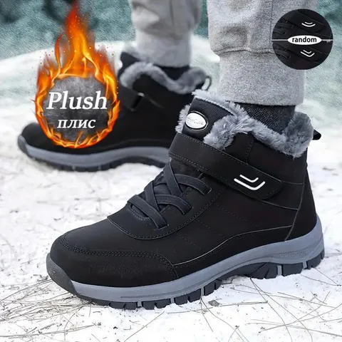 Stivali da Neve Unisex Alti Calda Fodera in Peluche Scarpe da Camminata Invernali per Anziani Uomo Donna Casual Antiscivolo Stivali in Cotone Outdoor