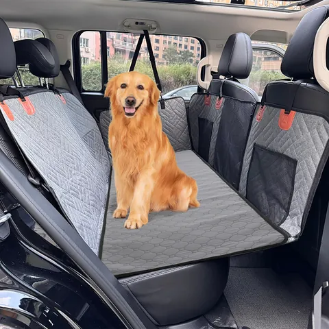 Universal Waterproof Pet Car Rear Seat Cover Non-Slip Gray Quilted Dog Car Mat For Back Seat Protection Heavy Duty Washable Pet Pad