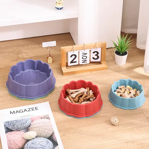 Plastic Voerbak Voor Huisdieren Met Golvende Rand Duurzame PP Voerbak Hond Makkelijk Schoon Te Maken Bloemvorm Voerbak Voor Katten Honden