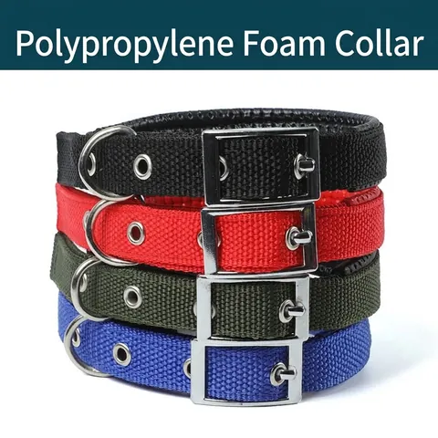 Collier Réglable pour Chien Doublure en Mousse Souple Sangle en Polypropylène Boucle à Ardillon en Métal Robuste pour Petits Moyens Grands Chiens Accessoires pour Animaux