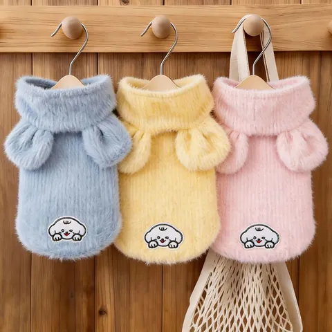 Pet Winter Warm Flannel Hooded Sweatshirt Cartoon Dog Pattern Fleece Hoodie For Small Dogs Cats Puppy Kitten Pullover Clothes