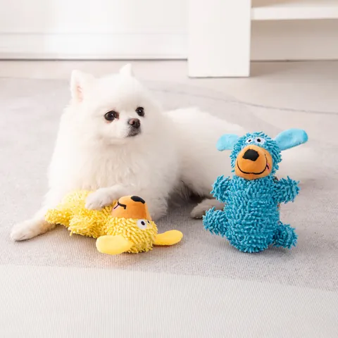 Funny Scruffy Dog Squeaky Plush Pet Toy Bite Resistant Mop Fabric Teeth Cleaning Interactive Doll For Small Medium Dogs