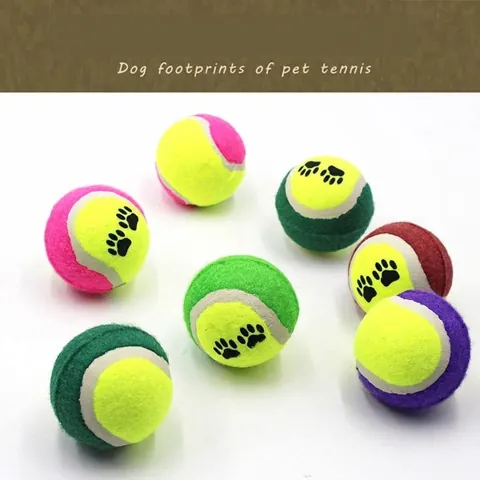 Jouet de Tennis pour Chien Imprimé Patte Caoutchouc Résistant Morsure Entraînement Interactif Balle d'Exercice Chiens Multicolore