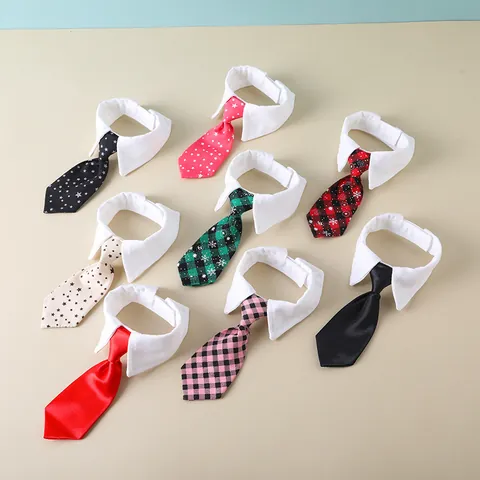 Adjustable Pet Gentleman Bow Tie Collar British Style Cat Dog Bib Plaid Stripe Scarf For Wedding Birthday Party Costume