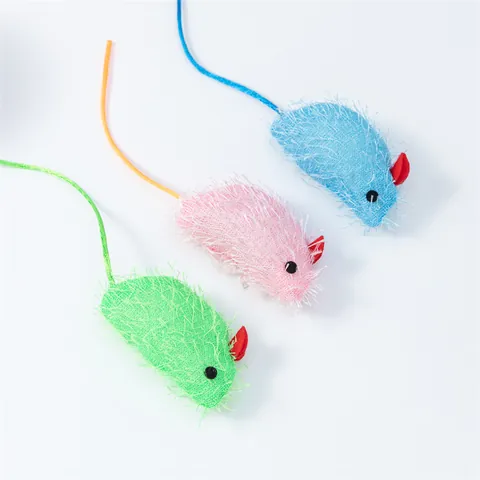Cat Mouse Toy Colorful Chenille Plush Mouse Shape Cat Chew Toys Interactive Pet Teasing Toy For Indoor Cats Boredom Relief