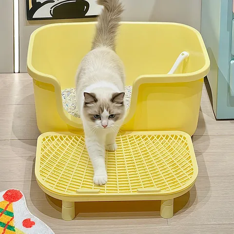 Double Layer Cat Litter Mat Large Sand Control Pedal Elevated Splash Proof Sieve Pad Easy Clean Detachable PP Sieve Plate For Cat