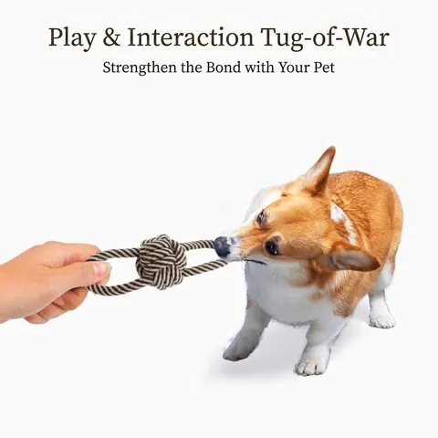 Braided Cotton Rope Dog Chew Toy Interactive Tug Of War Teeth Cleaning Pet Toy For Medium Large Dogs Durable Knot Rope Toy