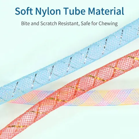Interactive Nylon Mesh Tube Cat Teaser Stick With Internal Bell Durable PVC Handle Flexible Wand Toy For Indoor Cats Kittens Play