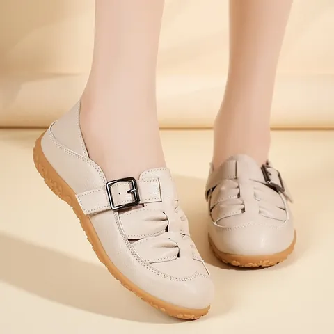 Damen Geschlossene Zehen Ausgehöhlt Römische Sandalen Atmungsaktiv Mikrofaser Flache Sandalen Weiche Sohle Sommer Strandschuhe Übergröße Casual Komfort Mutterschuhe