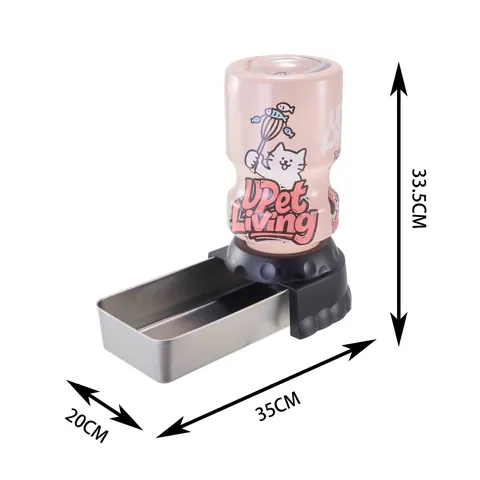 Stainless Steel Automatic Pet Water Fountain 4L Capacity Gravity Feed Dog Cat Water Bowl Non-Slip Base Cartoon Printed Drinking Dispenser