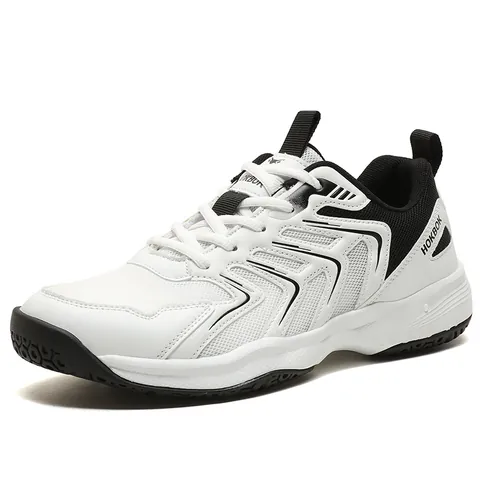 Chaussures d'Entraînement en Cuir Synthétique et Maille Respirante pour Badminton Tennis Tennis de Table Baskets de Sport Antidérapantes Professionnelles