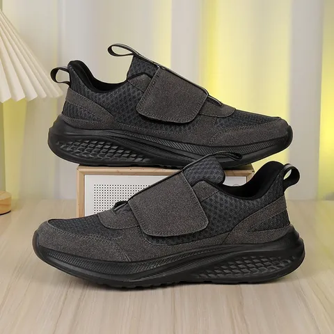 Chaussures de Marche Homme Maille Respirante Fermeture Auto-agrippante Semelle Epaisse Antidérapant Décontracté Quotidien