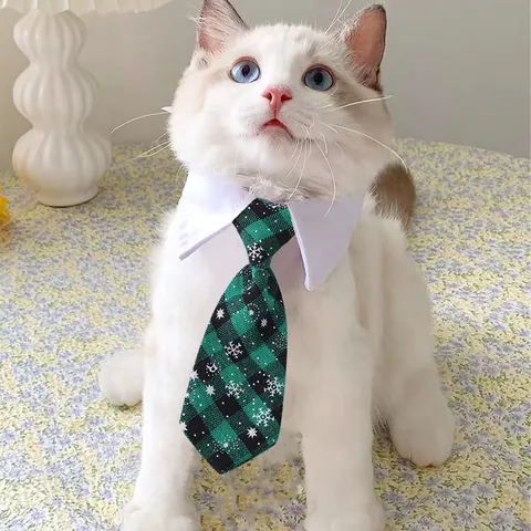 Adjustable Pet Gentleman Bow Tie Collar British Style Cat Dog Bib Plaid Stripe Scarf For Wedding Birthday Party Costume