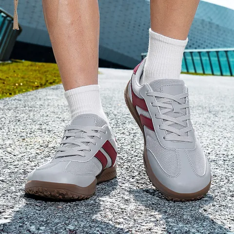 Retro GAT Style Casual Board Shoes Men Women Breathable Mesh Patchwork Low Top Sneakers Gum Sole Non-slip White Shoes