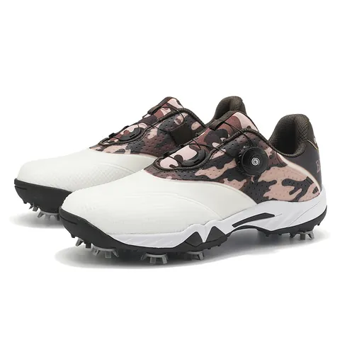 Chaussures de Golf Professionnelles pour Hommes Femmes Boucle Rotative Antidérapante Camouflage Chaussures d'Entraînement Imperméable TPU Respirant Sport Extérieur