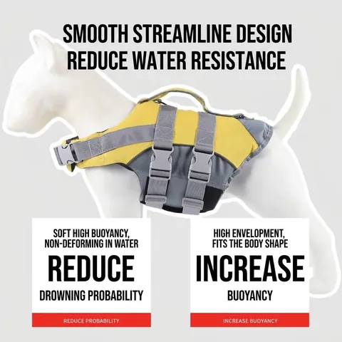 Ripstop Oxford Cloth Dog Life Jacket High Buoyancy Reflective Safety Vest With Adjustable Buckles Handle For Pets Swimming