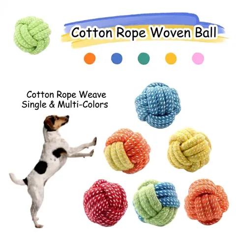 Braided Cotton Rope Dog Toy Ball Chew Resistant Colorful Knot Ball For Puppy Small Medium Dogs Interactive Pet Supplies