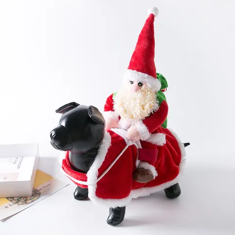 Divertido Disfraz de Jinete de Papá Noel para Perro y Gato Traje de Monja Ropa de Fiesta de Halloween Navidad Cosplay Poliéster