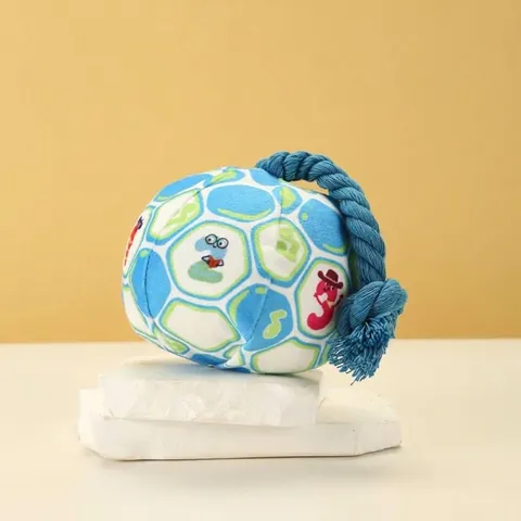 Cotton Rope Squeaky Dog Toy Interactive Pet Chew Toy Teeth Cleaning Plush Ball Cartoon Fish Shape Puppy Boredom Relief Toy