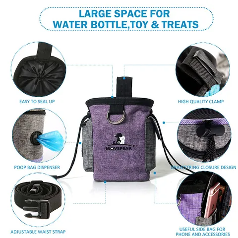 Portable Pet Dog Training Pouch With Waist Belt Oxford Cloth Treat Snack Bag Outdoor Travel Folding Bowl Puppy Storage Bag