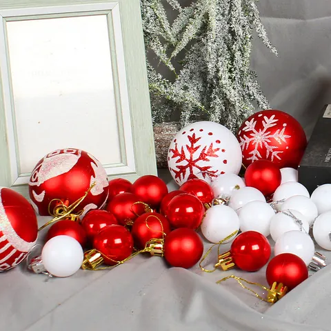 Creative Painted Christmas Ball Ornaments Set For Christmas Tree Decorations Plastic Hanging Baubles Gift Box For Holiday Party Decor Assorted Sizes