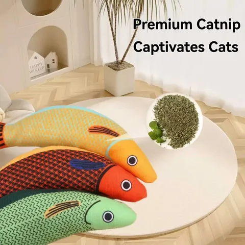 Realistic Simulation Saury Fish Cat Toy With Catnip And Squeaker Plush Interactive Teeth Grinding Toy For Cats Kitten Chew Toy