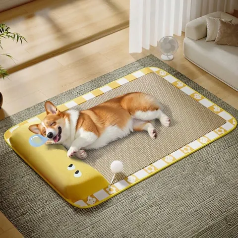Tappetino Refrigerante per Animali Estivo in Tessuto Traspirante per Cani Gatti Con Cuscino Panda Cartoon Design Floreale Cuccia Lavabile