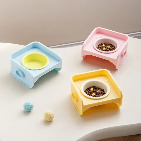 Erhöhter Keramik Haustiernapf Mit Quadratischem Ständer Orthopädischer Anti-Erbrechen Futter Wassernapf Für Katzen Kleine Hunde Moderner Minimalistischer Katzenfutternapf
