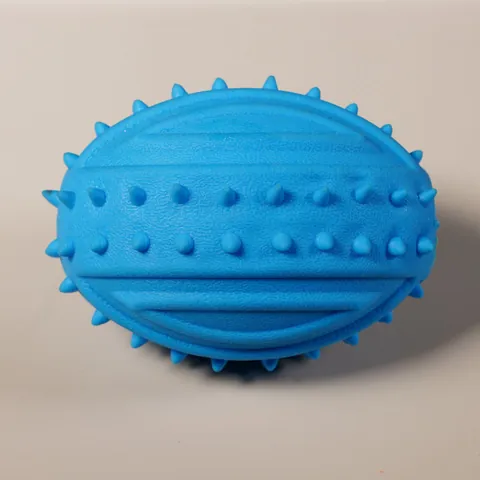 Durable TPR Pet Dog Squeaky Rugby Toy Spiked Ball Teeth Cleaning Molar Chew Toy Interactive Training For Large Medium Dogs