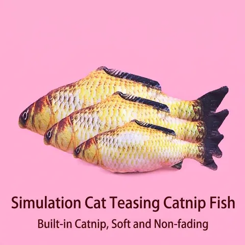 Realistic Simulation Plush Catnip Fish Toy For Cats 3D Printed Texture Bite Resistant Teeth Grinding Teasing Pet Supplies