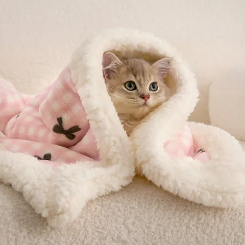 Huisdier Deken Melk Fleece Dubbellaags Verdikt Winter Warm Kat Hond Slaapmat Ruitjes Konijn Patroon Zacht Pluche Deken