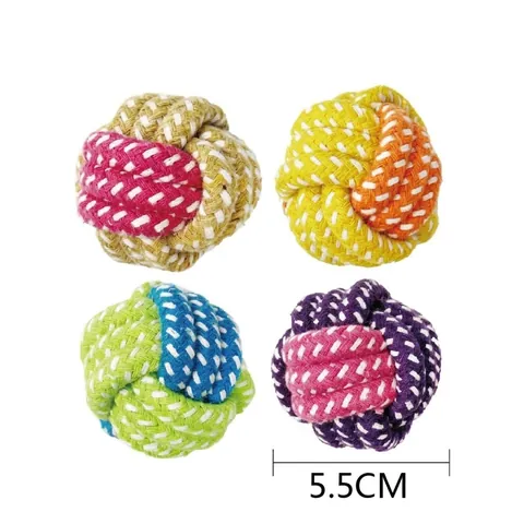 Braided Cotton Rope Dog Toy Ball Chew Resistant Colorful Knot Ball For Puppy Small Medium Dogs Interactive Pet Supplies