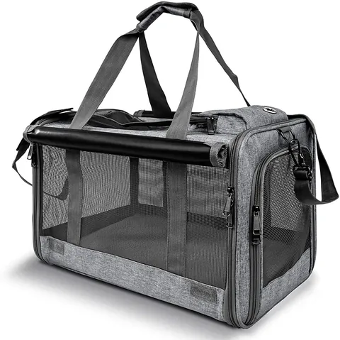 Portable Pet Carrier Bag For Cats And Small Dogs Breathable Mesh Foldable Travel Shoulder Bag For Outdoor And Car Use Oxford Cloth