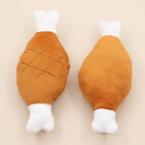 Realistic Fried Chicken Leg Dog Squeaky Toy Soft Plush Pet Molar Teething Toy Interactive Chew Toy For Small Medium Dogs