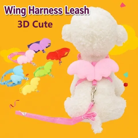 Pet Angel Wings Harness Leash Set Adjustable H-Shape Polyester Harness For Small Dogs Cats Rabbits Walking Supplies