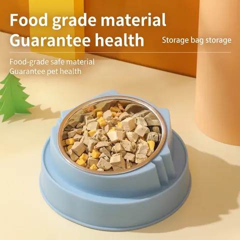Stainless Steel Tilted Pet Feeding Bowl For Cats Small Dogs Neck Protection Anti-Vomit Food Basin Dinosaur Rabbit Shape